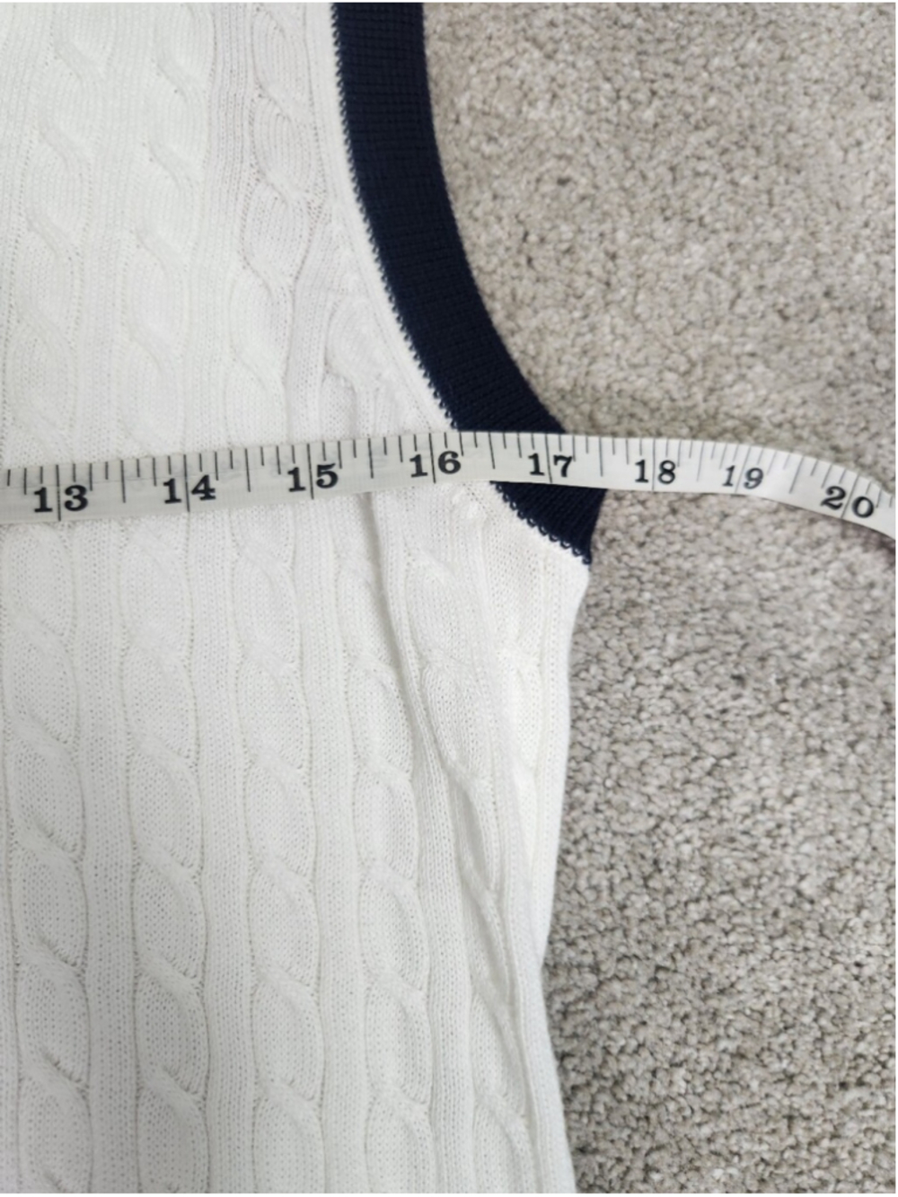 Supima Cotton Cable Knit Sweater Vest White Size Larg Preppy Heritage Old Money - Picture 7 of 11